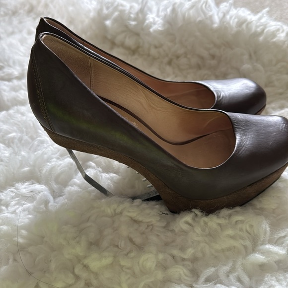 AllSaints Spitafield Ovid Lucite Clear Platform Wedge Heel Pump Women US 9 EU 39 - Picture 2 of 5